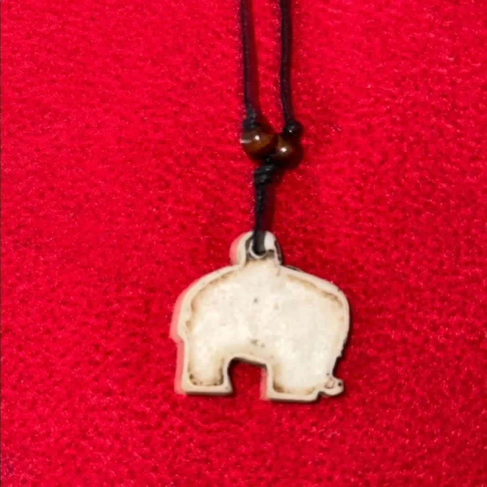 Elephant Pendant Necklace with Black Cord